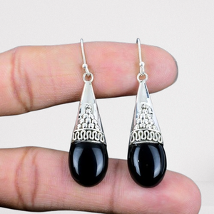 Pendientes de alta calidad, piedras preciosas de plata, colgantes hechos a mano, Plata de Ley 925, pendiente giratorio de ónix negro, venta al por mayor, joyería de sello 925 - Product Image 1