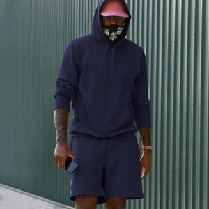 Custom Brand Streetwear Tracksuit Sweatsuit Manufacturer OEM Embroidery <b>Patch</b> Hoodie and <b>Shorts</b> Set <b>Men</b> - Product Image 3