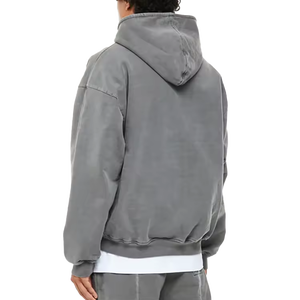 Sudadera con capucha de invierno para hombre, de alta calidad, con impresión personalizada, corte regular, con cremallera, de algodón grueso, lisa, sin cordón. - Product Image 4