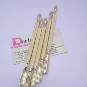 Herramienta de manicura chapada en oro empujador de cutículas de uñas de acero inoxidable de alta calidad al por mayor caliente - Product Image 1