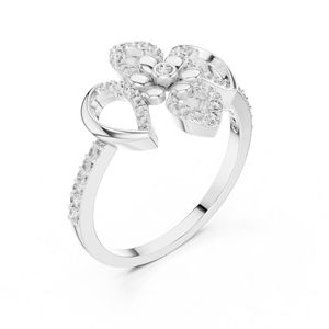 แหวนหยดน้ำเพชรทรงกลมสีเหลืองทอง 14K สำหรับผู้หญิง |   ชุดลำลองประจำวัน |   เพชรที่เพาะเลี้ยงใหม่ - Product Image 3