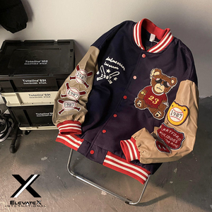 Custom Retro <b>Men's</b> Baseball Varsity <b>Jacket</b> Colorful <b>Long</b> Sleeve Chenille Embroidery Canvas Loose Fit Windproof Breathable New - Product Image 4