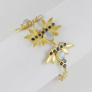 Colección de Año Nuevo, Pulseras de Piedra Lunar Arcoíris y Iolita Chapadas en Oro, Modernas para Mujer, Regalo para Aniversario de Bodas o Fiesta - Product Image 2