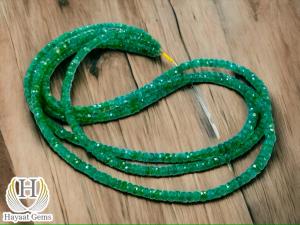Cuentas Sueltas Facetadas de Esmeralda Verde Natural Genuina de 4 mm, Origen Zambia, Certificadas por Terceros, Hayaat Gems HG-113, en Hilos - Product Image 2
