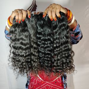 Bundle de cheveux Remy bruts ondulés non traités, couleur noire ondulée, extension de cheveux humains du temple indien, vendeur en gros - Product Image 3