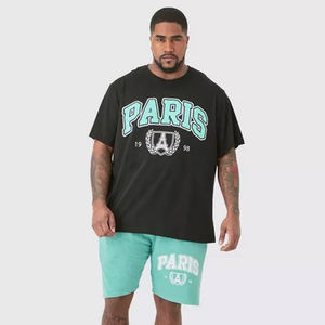 Logo personnalisé été hommes survêtement vers le bas épaule t-shirt manches chemise shorts ensembles pour hommes décontracté Streetwear 2 pièces costume - Product Image 1