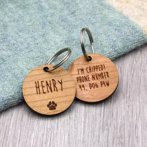 Etiquetas de identificación de mascotas de madera en forma de hueso ecológicas Etiquetas de collar grabadas personalizadas por Vietnam Craft - Product Image 6
