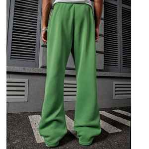 กางเกงถักขาบานสำหรับผู้ชายกางเกงวอร์มผ้าใยไผ่ย้อมสีล้วนกางเกงวอร์มผ้านุ่มป้องกันการยับกางเกงบานสองชั้น - Product Image 4