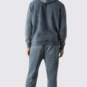 Survêtement décontracté d'hiver pour homme en molleton 100 % coton écologique de haute qualité, motif uni délavé à l'acide, grande taille, coupe-vent, OEM - Product Image 4