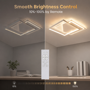 Plafonnier LED moderne carré en acrylique et fer, à intensité variable, trois couleurs, avec télécommande, pour salon, chambre à coucher. - Product Image 4