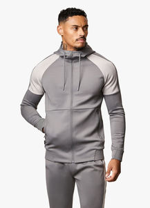 Survêtement gris OEM en gros Poignets et ourlet côtelés Deux poches latérales zippées Survêtement de jogging respirant fabriqué au Pakistan - Product Image 3
