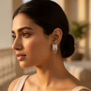 Pendientes de Cristal Plateado para Mujer de Uso Diario con Circonita Cúbica, Joyería Elegante - Product Image 2