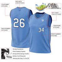 Bleu clair et blanc-Maillot de basket-ball personnalisé pour vêtements décontractés et de sport-Concevez votre propre maillot