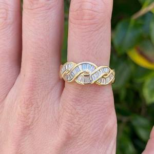 Twisted Infinity Crossover 18K Or Massif Fine Bague Baguette Cut Lab Grown Diamond Proposition Bague Cadeau De Mariage pour Bijoux De Fête - Product Image 5