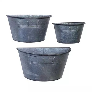 Set of 3 Galvanized Half Bucket <b>Wall</b> <b>Planters</b> Indoor Hanging Vase for <b>Garden</b> Design Home Decor Flower Pots & <b>Planters</b> - Product Image 4