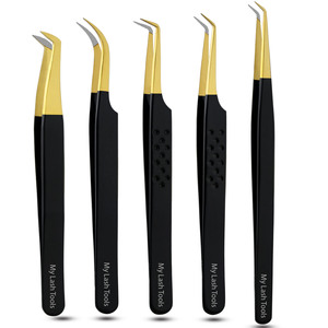 Pince à épiler d'isolation de cils pointe de fibre pince à épiler d'extension de cils droite antistatique pince à cils incurvée de précision industrielle - Product Image 1