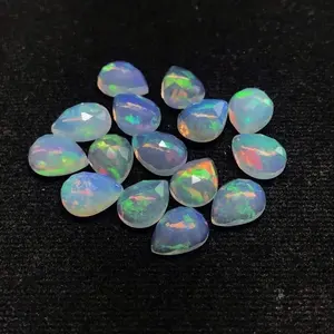 6x9mm Natural Ethiopian Opal Rose Cut Pear Cabochons Loose Gemstones At Wholesale Market Price For Free Delivery