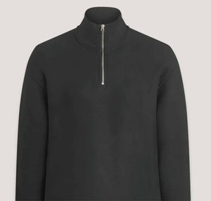 Men Quarter Zip Pullover Dark Grey Solid Color Stand Collar Sweatshirt Casual <b>Long</b> <b>Sleeve</b> Fleece <b>Top</b> Streetwear Outerwear - Product Image 2