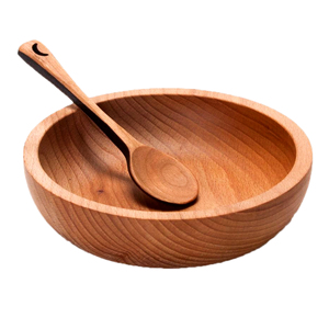 Cuenco hecho a mano para servir, venta directa de fábrica, cuenco redondo de madera personalizado de calidad superior con cuchara - Product Image 1
