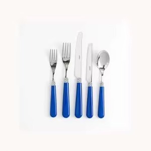 Ensemble de couverts en acier inoxydable avec manche en résine couleur or, durable, lavable au lave-vaisselle, écologique pour les mariages - Product Image 4