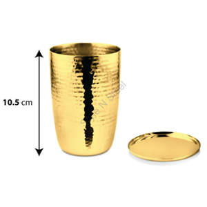 Récipients en verre martelé revêtus de PVD or en acier inoxydable 2 pièces avec couvercles en acier inoxydable et plateau en acier inoxydable Couleur CLASSIC Design élégant - Product Image 3