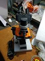 Microscope biologique binoculaire portable 1000x avec caméra 1920x1080, éclairage par ampoule, garantie 1 an pour usage en laboratoire