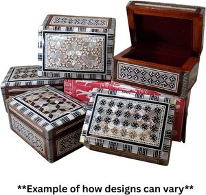Sultana Authentic Handcrafted Egyptian Wooden Jewelry Box - Inlaid <b>Mother</b> of Pearl Arabesque Mosaic Trinket Organizer (4x2.5x2 I - Product Image 4