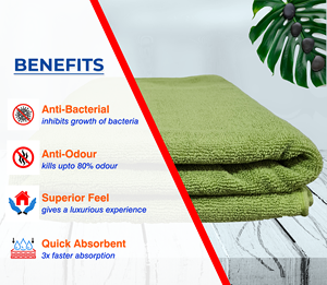 Premium <b>Light</b> Weight 720 Gsm 100% Cotton <b>Bath</b> Towel with Unique Texture for Active Feel, Quick Absorption & Fast Drying - Product Image 2