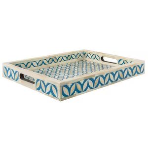 Os de buffle et résine nouveau Design MDF bois et incrustation d'os vente chaude cuisine utiliser vaisselle plateau de service plateau en bois plats de service - Product Image 2