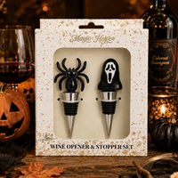 Boîte cadeau Halloween Araignée Fantôme, en stock, faible MOQ, vente en gros, accessoires de fête et de bar, ensemble de bouchons de bouteille de vin