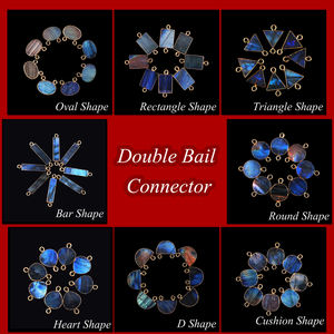 ตัวเชื่อมต่อโลหะทองเหลืองชุบทองด้วยไฟฟ้าแบบ DIY ทำจากแร่แลบราโดไรต์ทำจากไฟธรรมชาติรูปทรงสามเหลี่ยม - Product Image 2