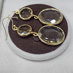 Pendientes colgantes hechos a mano de Plata de Ley 925 chapado en oro Natural corte ovalado limón cuarzo piedra preciosa estilo clásico joyería de moda - Product Image 2