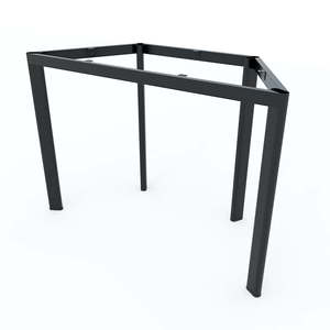 HBLG015 Trapezoid-Shaped Rubber Wood <b>Table</b> with Durable Lego-Style Oval Iron Legs Minimalist Design - Product Image 6