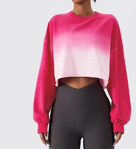 Custom High Quality Crewneck Sublimation Cotton Casual Knitted Crop <b>Top</b> Pullover Lightweight V-Neck Breathable StylishSweatshirt - Product Image 1