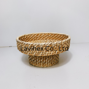 Bandeja de mimbre ecológica para servir postres, bandeja tejida de aspecto único con soporte, precio barato de Vietnam - Product Image 3