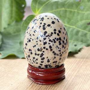 Venta al por mayor de huevo de jaspe dálmata pulido ágata Natural tipo cuarzo Chakra meditación metafísica Hada amor piedras preciosas Feng Shui - Product Image 2