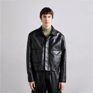 Chaqueta de Motociclista de Cuero PU con Cuello Alto, Estilo Casual, Delgada, de Invierno, con Logotipo Frontal, Impermeable, Transpirable y de Secado Rápido para Hombre - Product Image 1