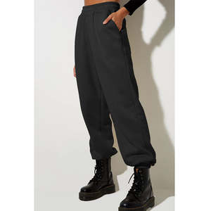 Pantalon de survêtement taille haute personnalisé pour femmes automne motif solide pantalon de jogging taille élastique bas de salon baggy pour les entraînements actifs - Product Image 6