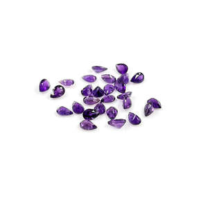 Ametyste naturelle calibrée en forme de poire 3x5mm et 6x4mm, minéral transparent taille émeraude, pierre précieuse lâche certifiée IGI, polie - Product Image 2