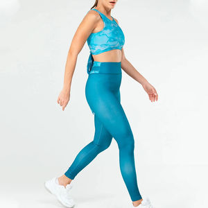 Best Selling Women's Yoga <b>Set</b> Custom Made Sportswear <b>Gym</b> Workout Low MOQ <b>Cheap</b> Price Solid Pattern Sublimation Elastic Waist - Product Image 3