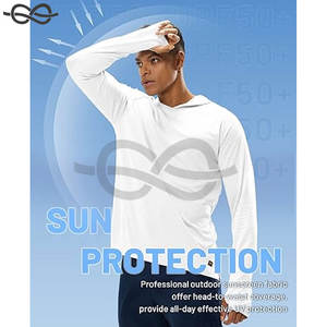 Sudadera con capucha de protección solar UPF 50 + para hombre, Camisa ligera de secado rápido de manga larga, capucha, agujeros para los pulgares, pesca, senderismo, correr, deportes al aire libre - Product Image 3