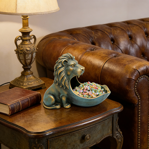 מגש מפתחות רטרו בצורת אריה עם גימור פטינה עתיק, מארגן שרף בסגנון וינטג' למטבעות ומפתחות, עיצוב בר בסגנון כפרי אמריקאי - Product Image 5