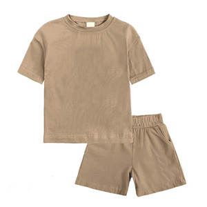 ชุดเสื้อผ้าสองชิ้นสำหรับเด็กชุดเสื้อยืดผ้าฝ้ายแขนสั้นกางเกงขาสั้น - Product Image 3