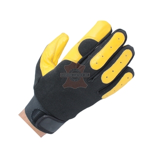 Gants de sécurité en cuir HLI confortables anti-choc, double paume antidérapante, compatibles écran tactile, écologiques et respirants pour le travail et la conduite - Product Image 2