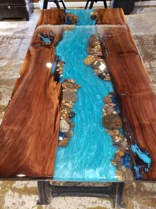 STUPÉFIANT APPORTANT et BOIS Meubles de maison de luxe de meilleure qualité en bois de noyer massif Restaurant Salle à manger Café Rivière Cuisine Époxy - Product Image 6