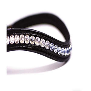 Rembourrage doux de Super qualité et coutures de bord durables, bande de sourcil de cheval de canal vide personnalisée incrustée bleu et cristal clair - Product Image 3