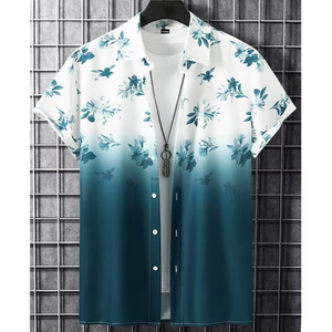 Camisa Casual de Manga Corta para Hombre, con Degradado de Color, Cuello Clásico, Transpirable, de Poliéster Popelina, para Verano - Product Image 6