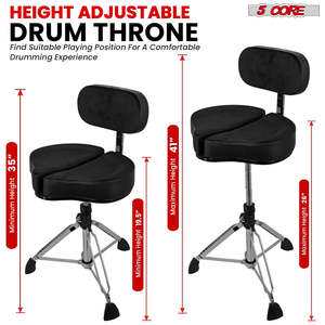 5 Core <b>Drum</b> Throne 5 Padded Split Spine Support 4 Legged 441Lb Capacity Stool w Backrest - Product Image 4
