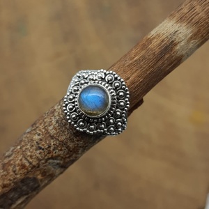 925 argent Sterling conception bohème bague de mariage femmes naturel bleu feu Labradorite diamant fournisseur indien pierre principale diamant - Product Image 1
