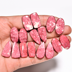 Par de thulita Rosa semipreciosa superventas, cabujón de piedras preciosas sueltas, cabujón de piedras preciosas sueltas lisas naturales a granel - Product Image 6